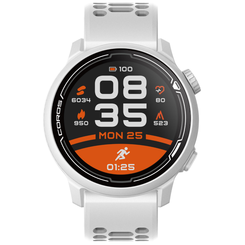 Coros pace 2 premium sport watch with silicone strap white-1